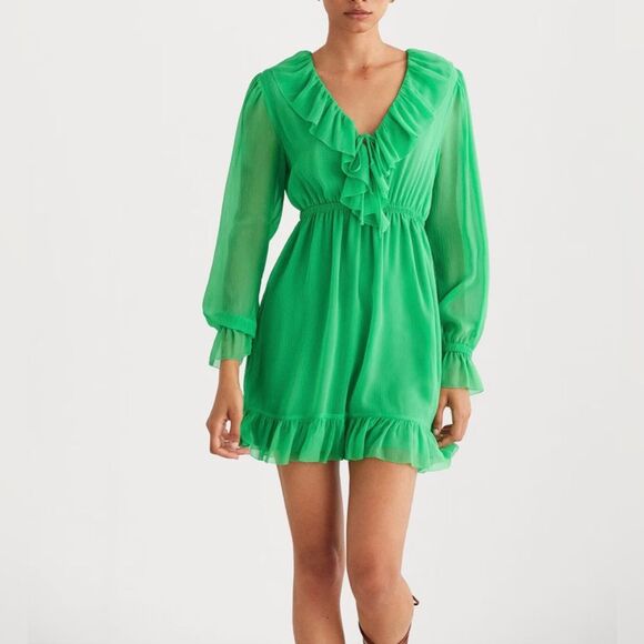 New Mango MNG Textured ruffled dress, women size small, size US 4 - Picture 8 of 11